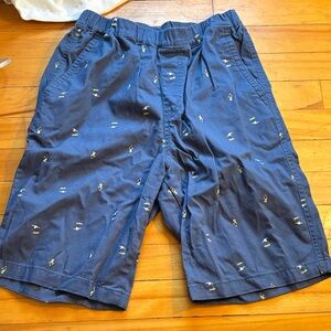 Uniqlo Navy Shorts with Yellow Skateboard accents